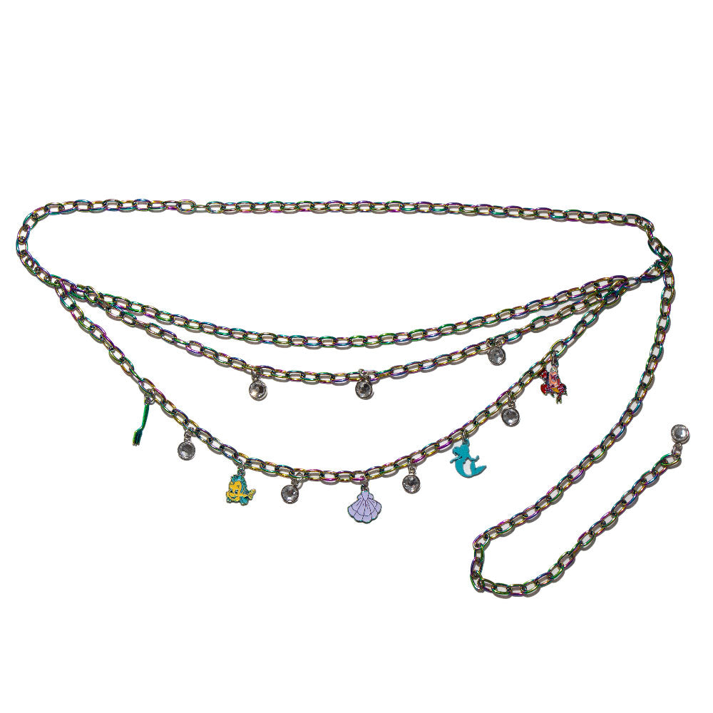 Metal Chain Belt - Iridescent Rainbow Chain with The Little Mermaid Ariel Charms