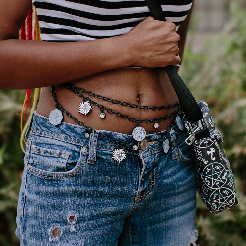 Metal Chain Belt - Black Chain with Supernatural Television Series Charms