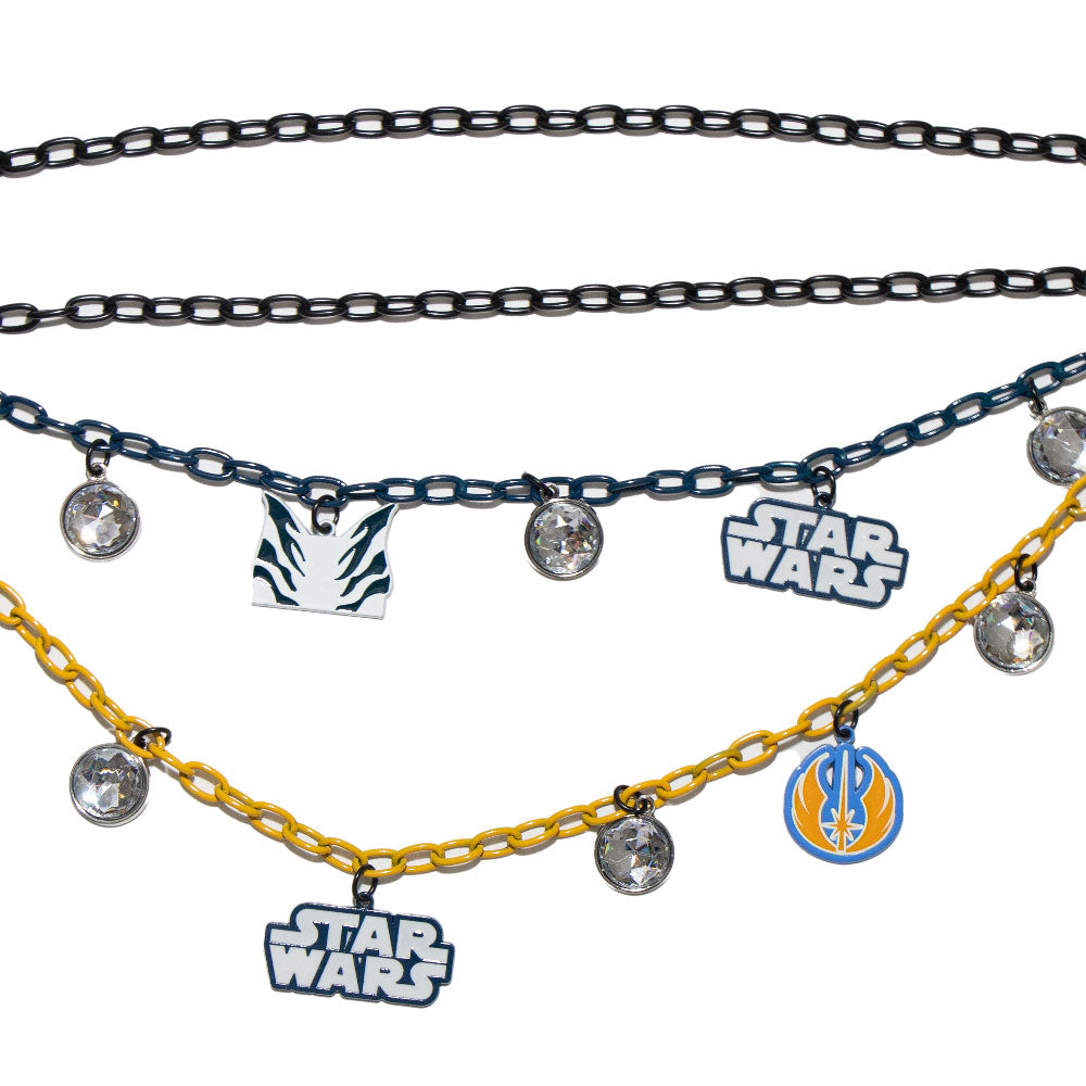 Metal Chain Belt - Black and Orange Chain with Star Wars Ahsoka Tano Charms