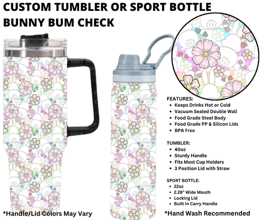 Preorder! Closes 1/1. ETA March. Bunny Bum Check Custom Tumbler or Sport Bottle