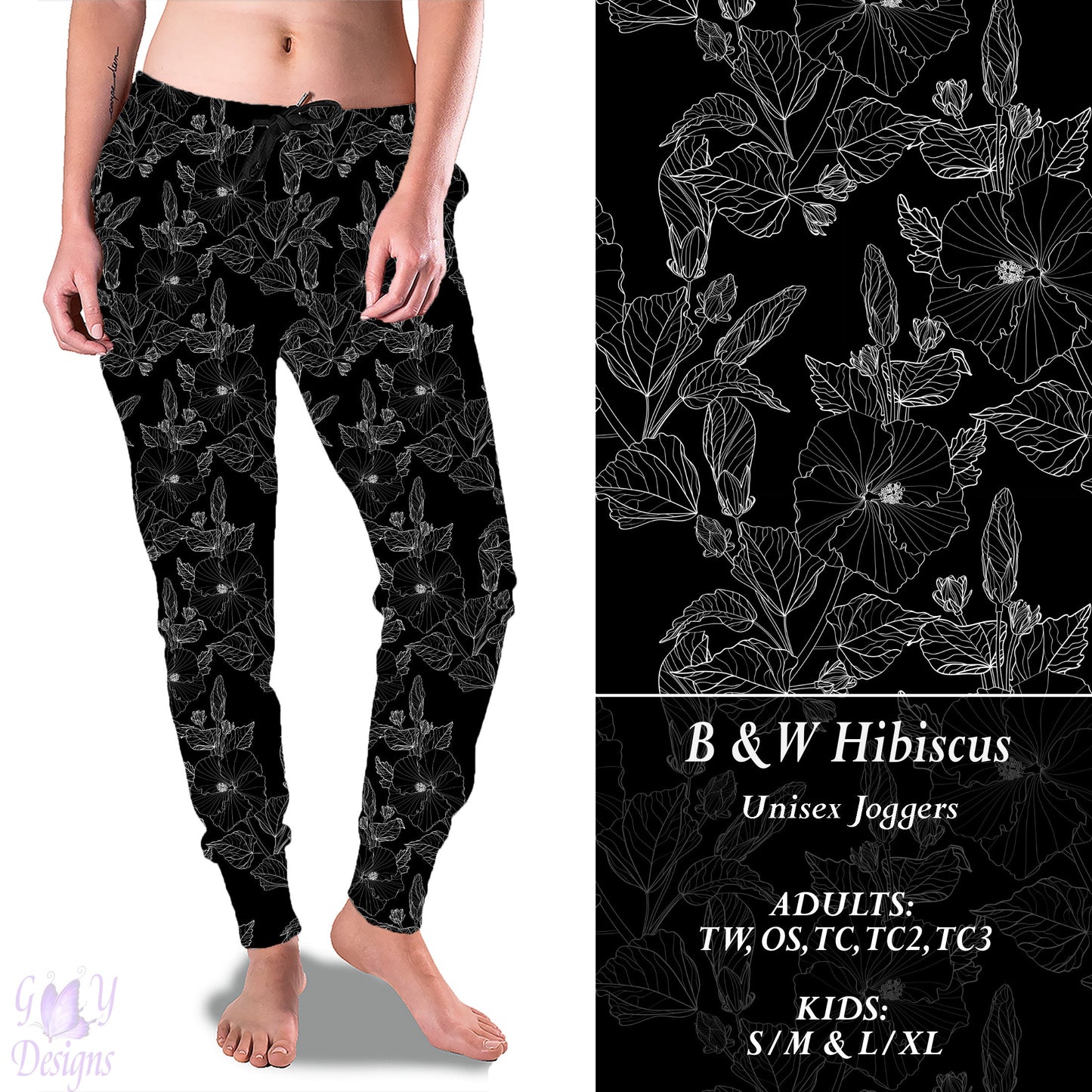 B&W Hibiscus Full Joggers Preorder Closes 11/13 ETA 6-8 weeks