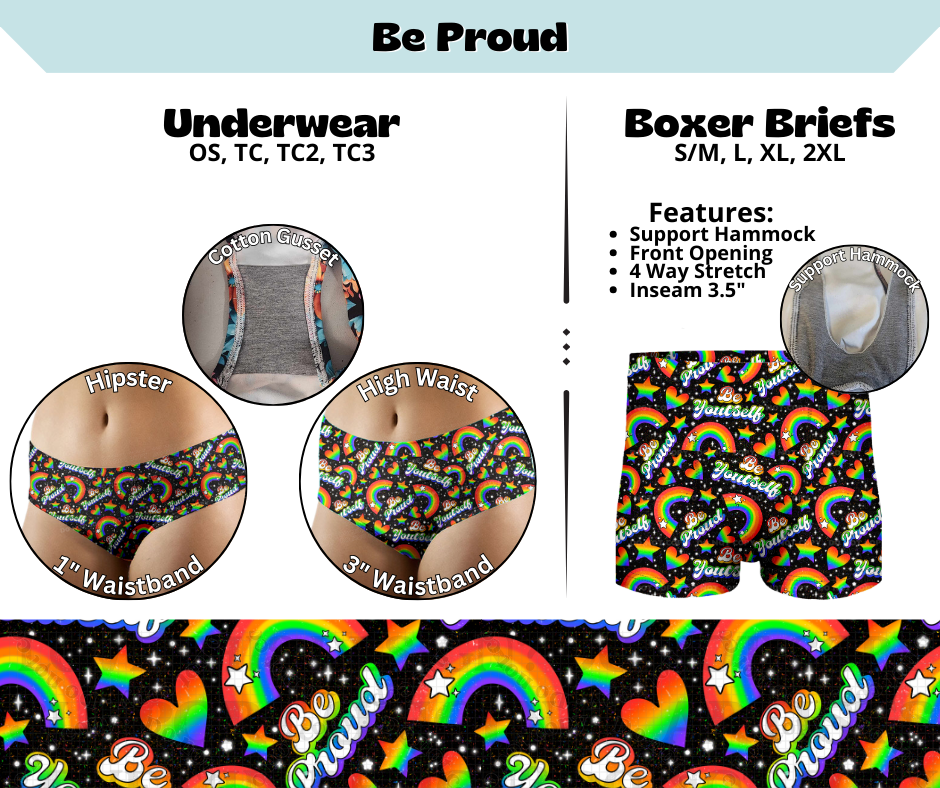 Preorder! Closes 3/13. ETA June. Be Proud Hipster & High Waist Underwear & Boxer Briefs