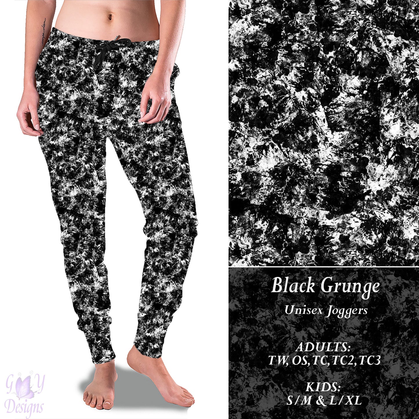 Black Grunge Full Joggers Preorder Closes 11/13 ETA 6-8 weeks