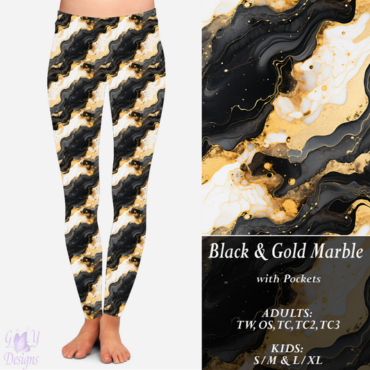 Black & Gold Marble Leggings with Pockets Preorder Closes 11/13 ETA 6-8 weeks