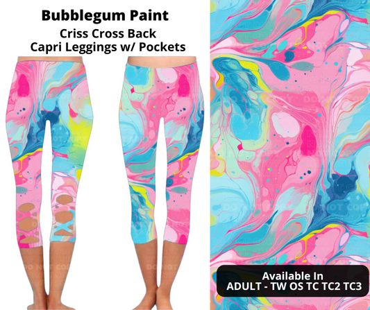 Preorder! Closes 1/29. ETA April. Bubble Gum Paint Criss Cross Capri w/ Pockets