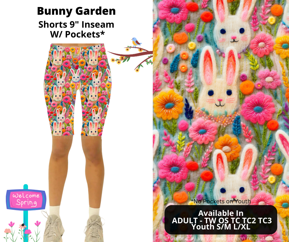 Preorder! Closes 1/20. ETA April. Bunny Garden 9" Inseam Shorts w/wo Pockets