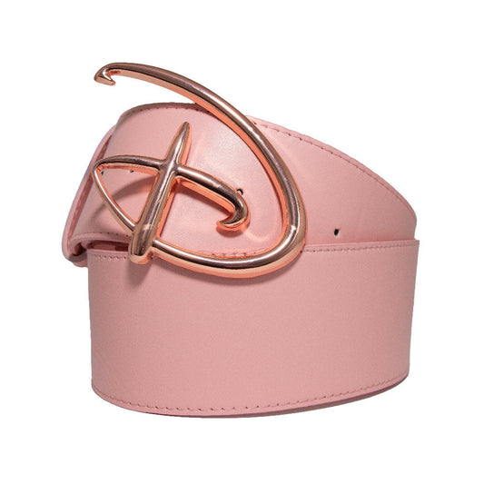 Disney Signature D Logo Rose Gold Cast Buckle - Pink PU Strap Belt