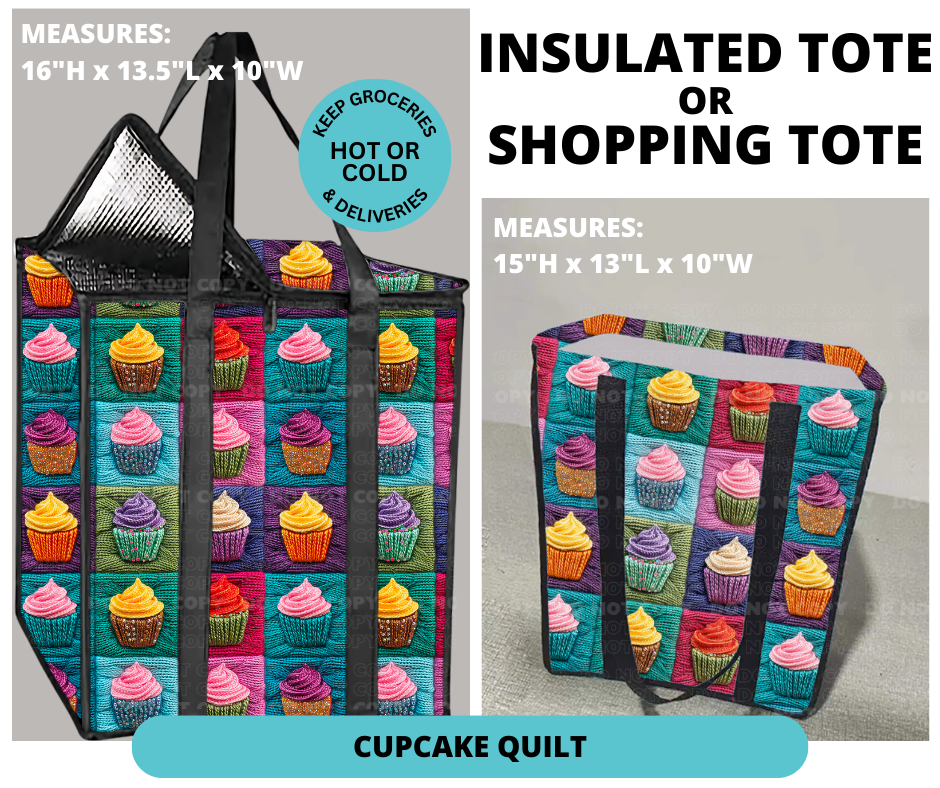 Preorder! Closes 12/30. ETA March. Cupcake Quilt Shopping or Insulated Tote