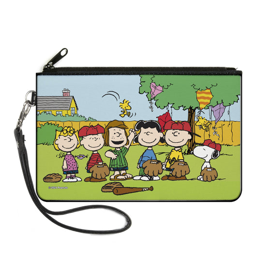 Canvas Zipper Wallet - LARGE - Peanuts Gang Backyard Baseball Group Pose