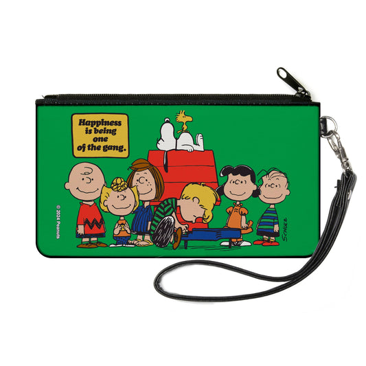 Canvas Zipper Wallet - SMALL - Peanuts Gang HAPINESS IS BEING ONE OF THE GANG Group Pose Green