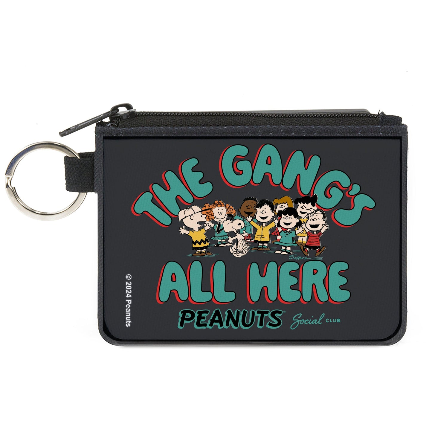 Canvas Zipper Wallet - MINI X-SMALL - Peanuts Gang THE GANG'S ALL HERE Group Pose Black/Blue