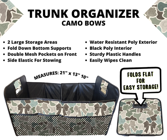 Preorder! Closes 3/10. ETA June. Camo Bows Trunk Organizer