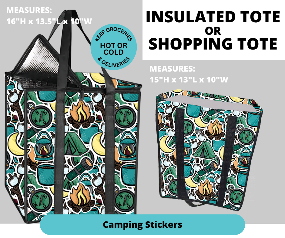 Preorder! Closes 2/26. ETA May. Camping Stickers Shopping & Insulated Tote