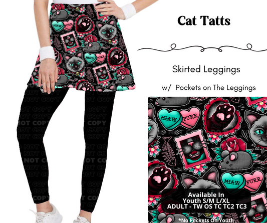 Preorder! Closes 4/7. ETA July. Cat Tatts Skirted Full Length Leggings w/ Pockets