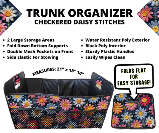 Preorder! Closes 3/10. ETA June. Checkered Daisy Stitches Trunk Organizer