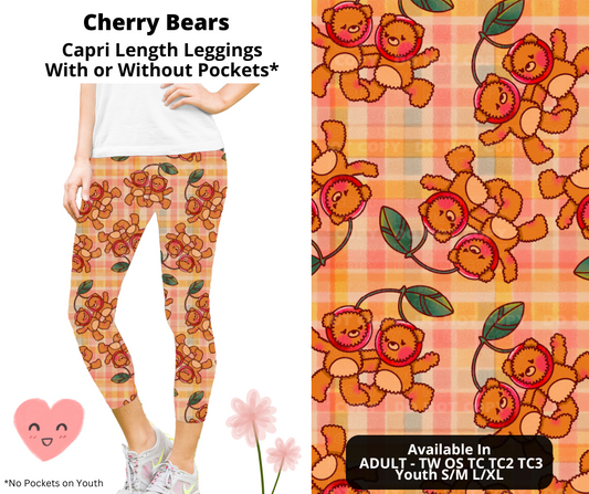 Preorder! Closes 3/3. ETA June. Cherry Bears Capri Leggings w/wo Pockets