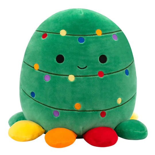 Squishmallows Colm Green Octopus With String Lights And Multicolored Tentacles 12" Christmas Edition Stuffed Plush