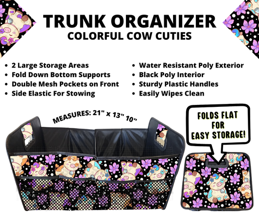 Preorder! Closes 3/10. ETA June. Colorful Cow Cuties Trunk Organizer