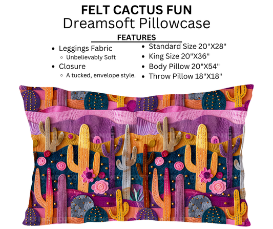 Preorder! Closes 11/13. ETA Jan. Felt Cactus Fun Dreamsoft Pillowcases