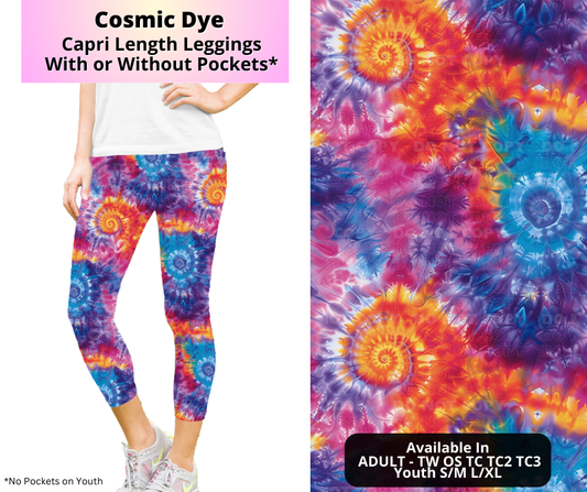 Preorder! Closes 4/2. ETA July. Cosmic Dye Capri Length Leggings w/wo Pockets