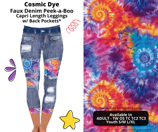 Preorder! Closes 3/5. ETA June. Cosmic Dye Capri Faux Denim Peekaboo