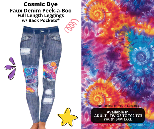 Preorder! Closes 3/5. ETA June. Cosmic Dye Full Length Faux Denim Peekaboo