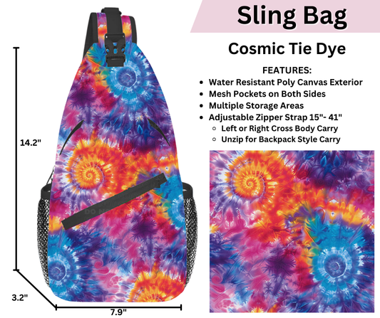 Preorder! Closes 3/12. ETA June. Cosmic Tie Dye Sling Bag