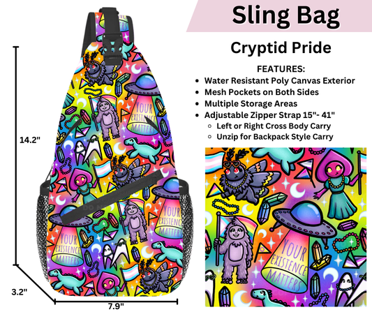 Preorder! Closes 3/12. ETA June. Cryptid Pride Sling Bag