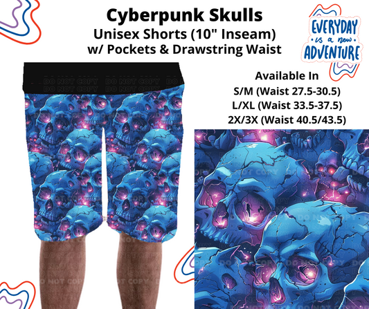 Preorder! Closes 12/26. ETA March. Cyberpunk Skulls Unisex Shorts