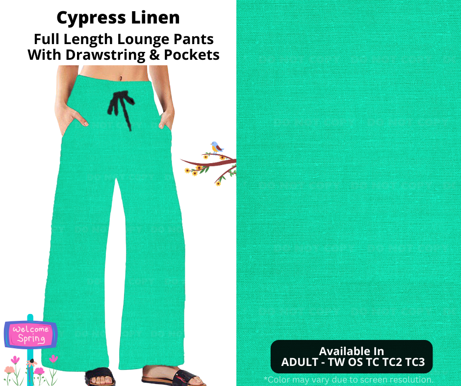 Preorder! Closes 1/8. ETA April. Cypress Linen Full Length Lounge Pants