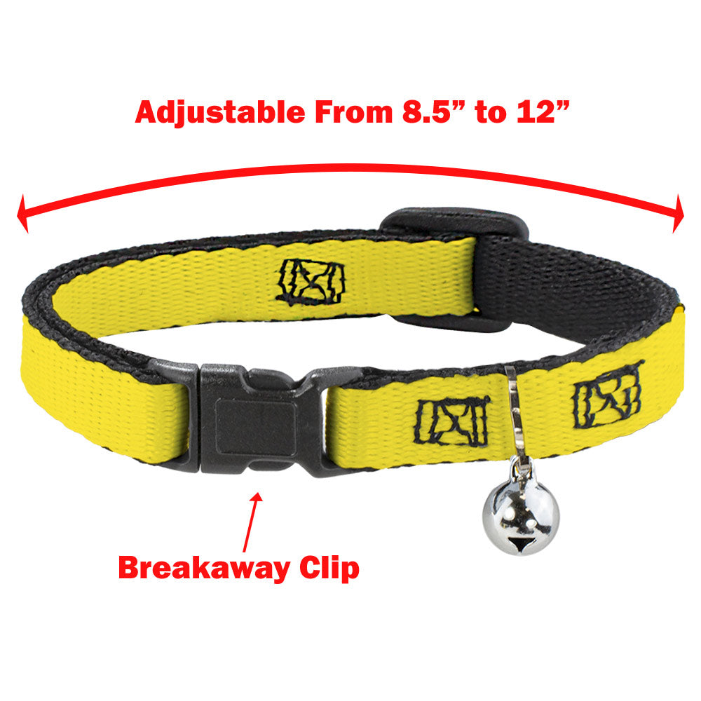 Breakaway Cat Collar with Bell - Peanuts Woodstock Shades Pose Blocks Blue/Yellow/Black