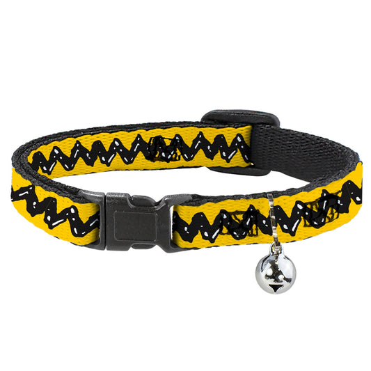 Breakaway Cat Collar with Bell - Peanuts Charlie Brown Zig Zag Stripe Yellow/Black