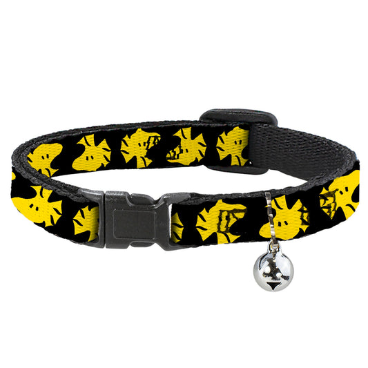 Breakaway Cat Collar with Bell - Peanuts Woodstock Face Flip Black/Yellow