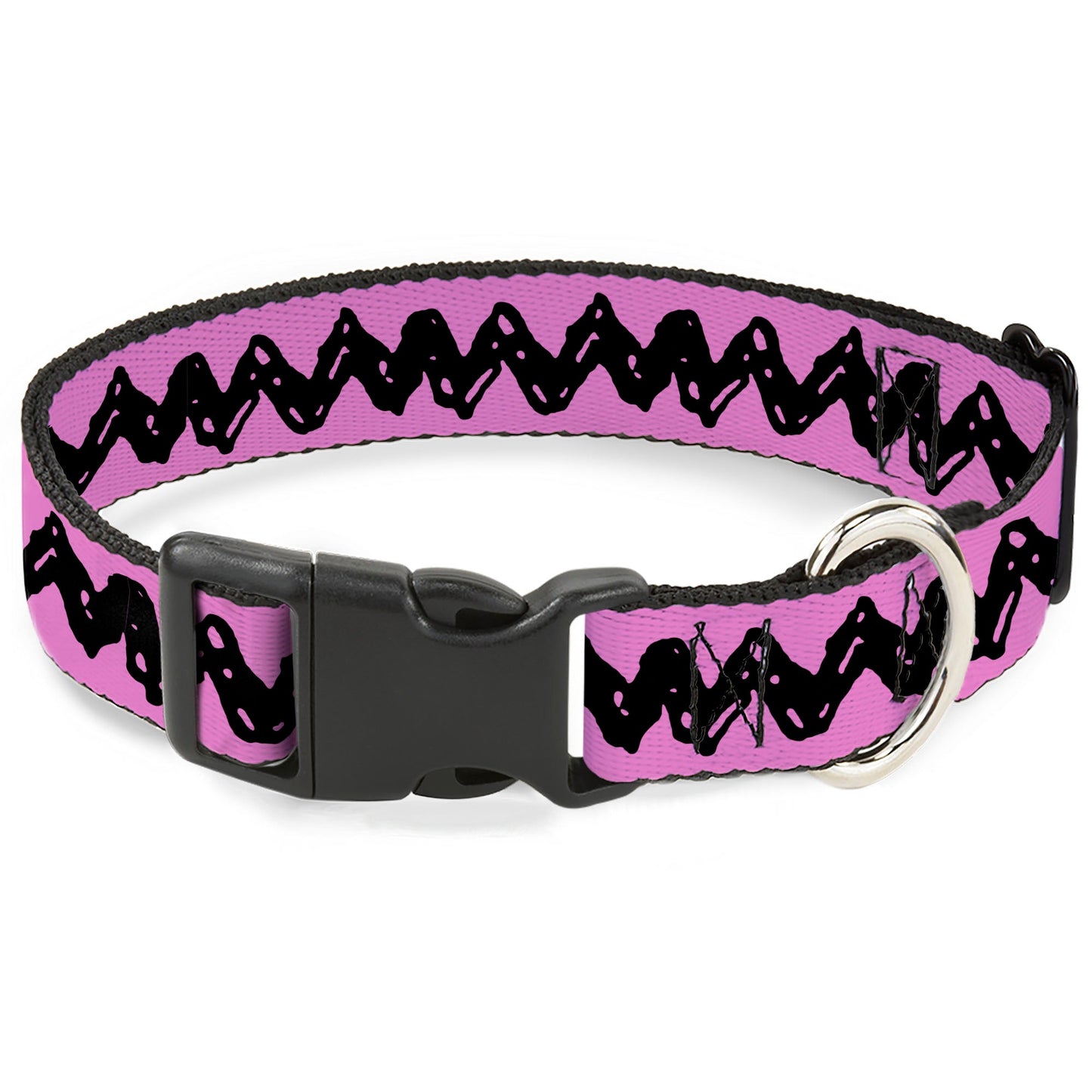 Plastic Clip Collar - Peanuts Charlie Brown Zig Zag Stripe Pink/Black