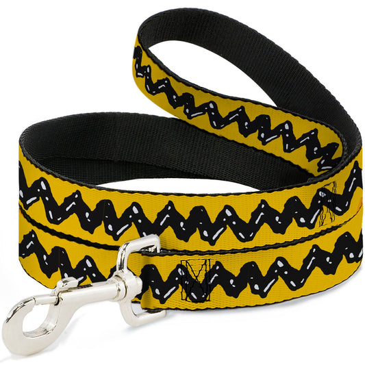 Dog Leash - Peanuts Charlie Brown Zig Zag Stripe Yellow/Black