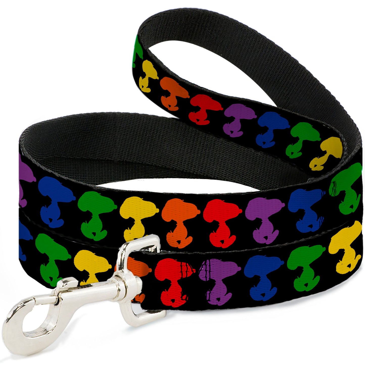 Dog Leash - Peanuts Snoopy Silhoutte Pose Black/Rainbow Multi Color