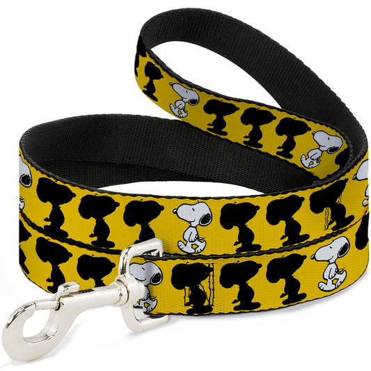 Dog Leash - Peanuts Snoopy Walking/Silhouette Pose Yellow/Black/White