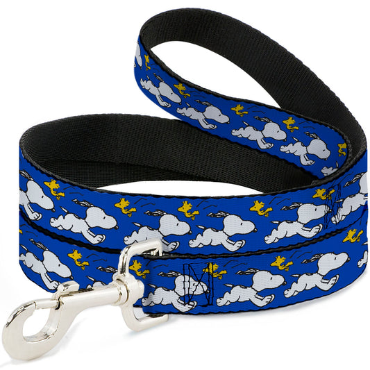 Dog Leash - Peanuts Snoopy Running and Woodstock Pose Blue