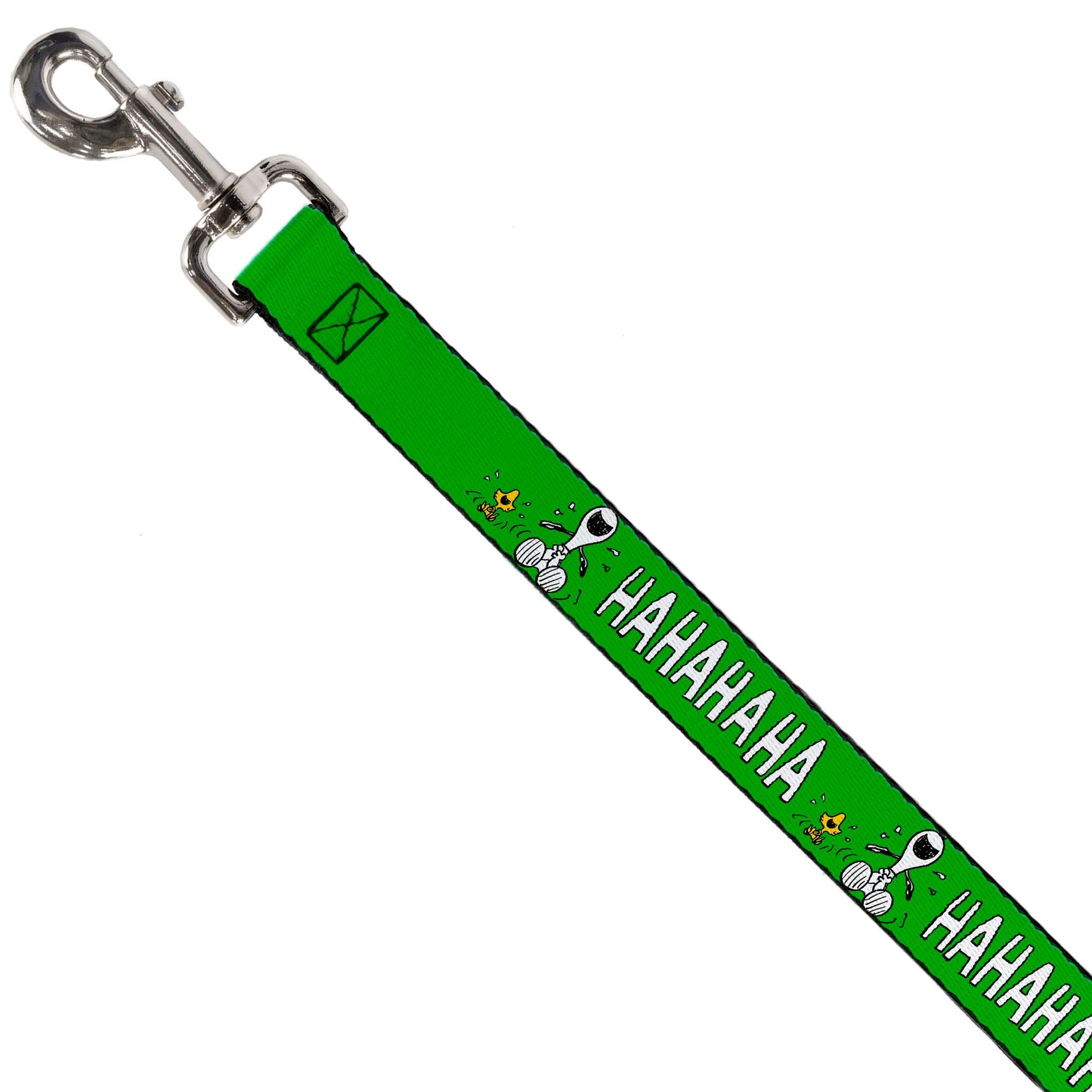 Dog Leash - Peanuts Snoopy and Woodstock Laughing HAHA Pose Green