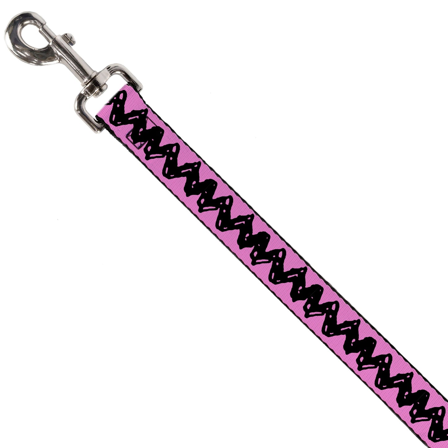 Dog Leash - Peanuts Charlie Brown Zig Zag Stripe Pink/Black