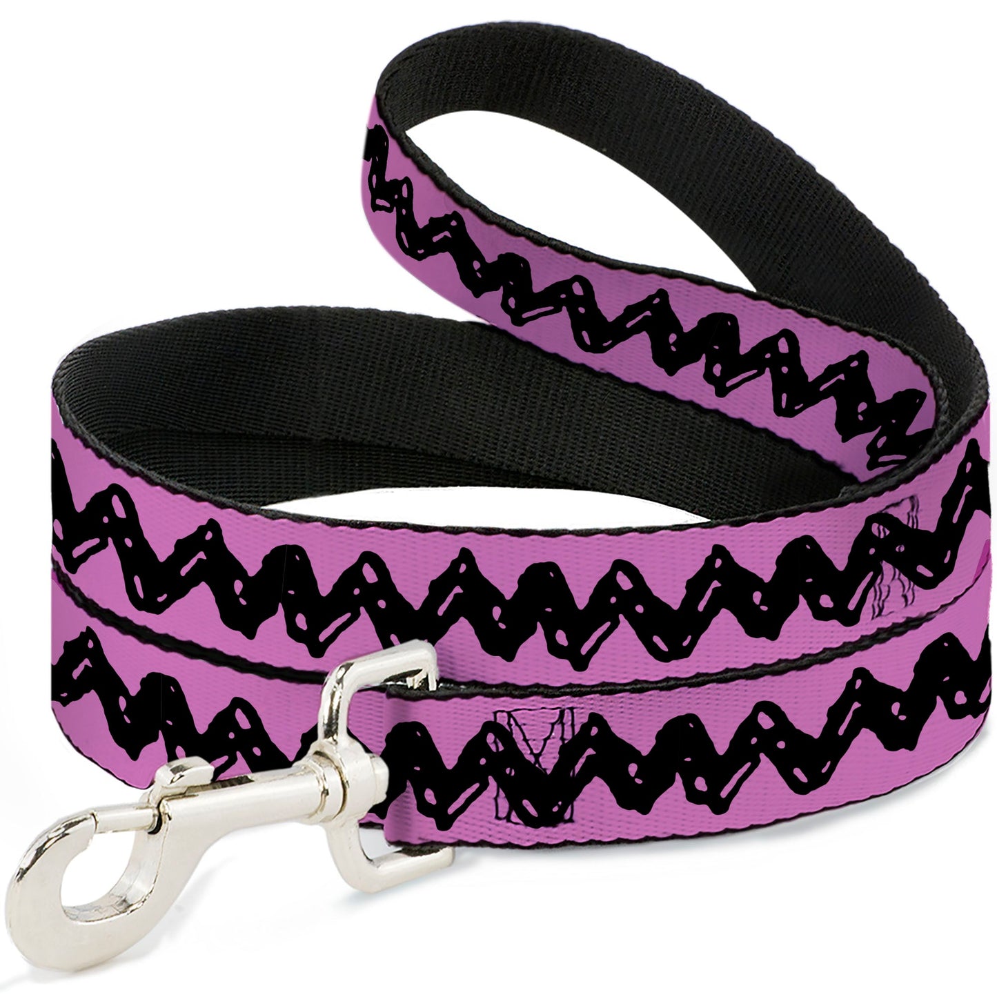 Dog Leash - Peanuts Charlie Brown Zig Zag Stripe Pink/Black