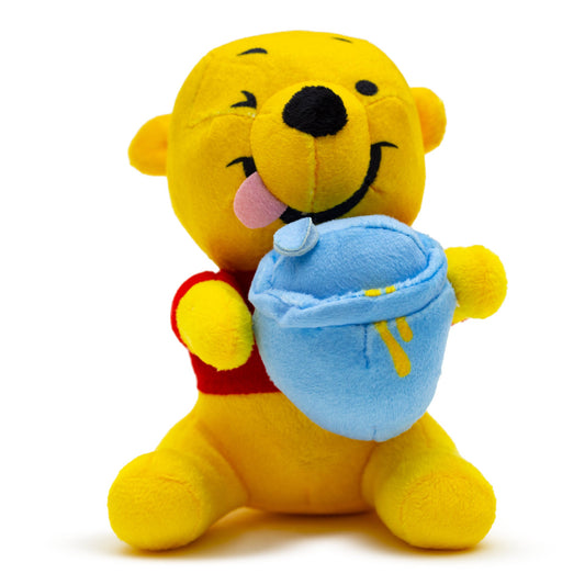 Dog Toy Squeaker Plush - Winnie the Pooh Winking Hunny Pot Sitting Pose