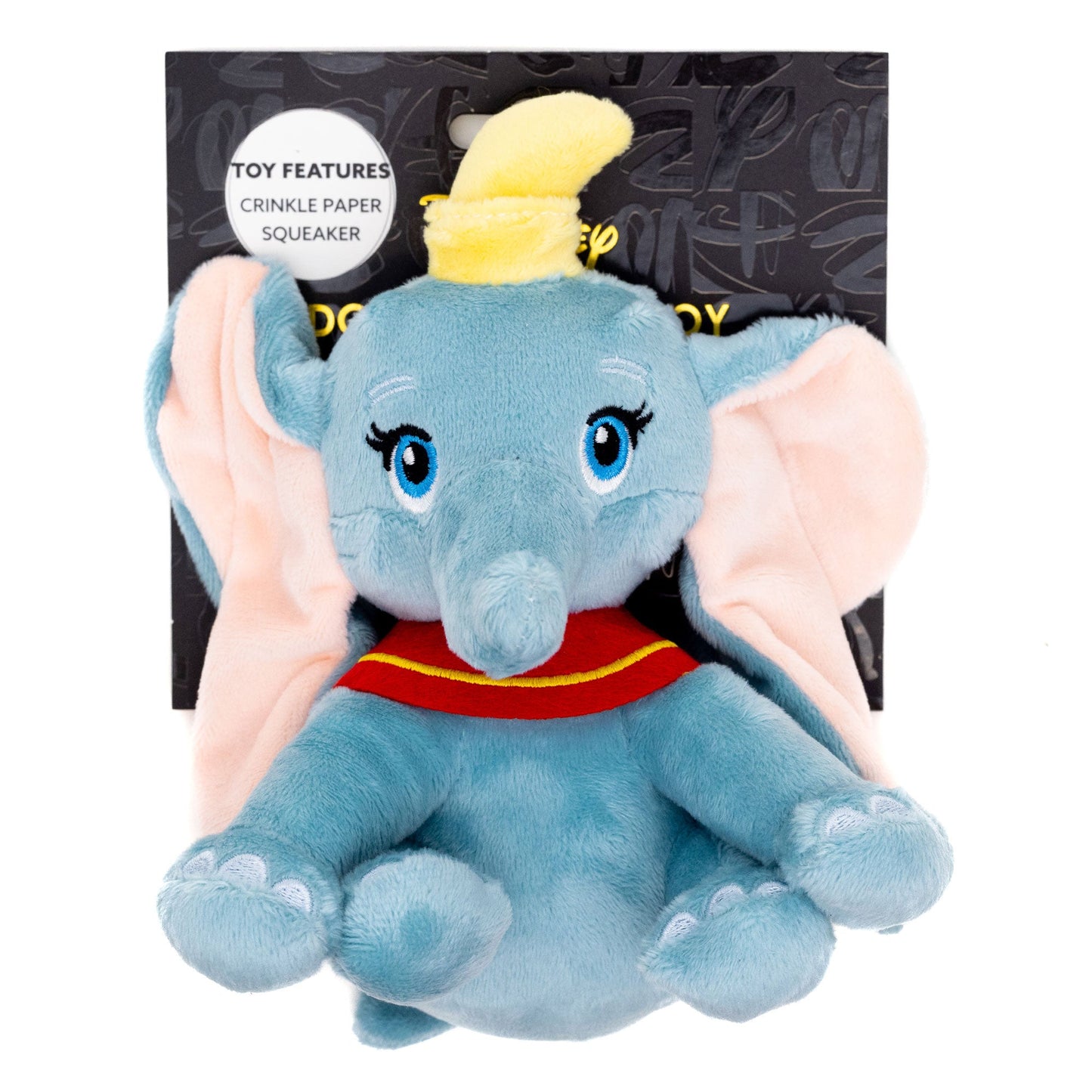 Dog Toy Squeaker Plush - Dumbo Full Body Sitting Pose Gray