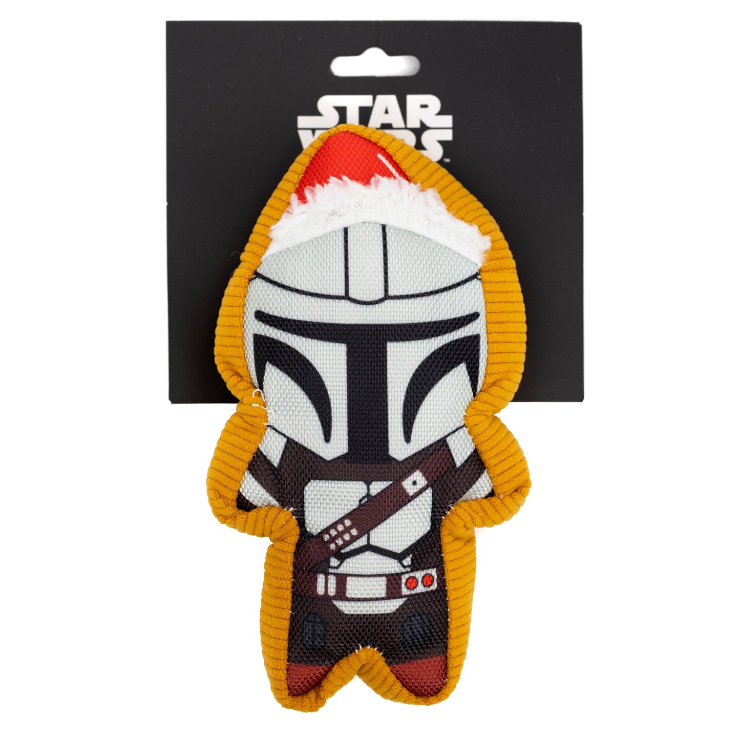 Dog Toy Squeaker Plush - Star Wars Holiday Mandalorian Santa Cookie Replica