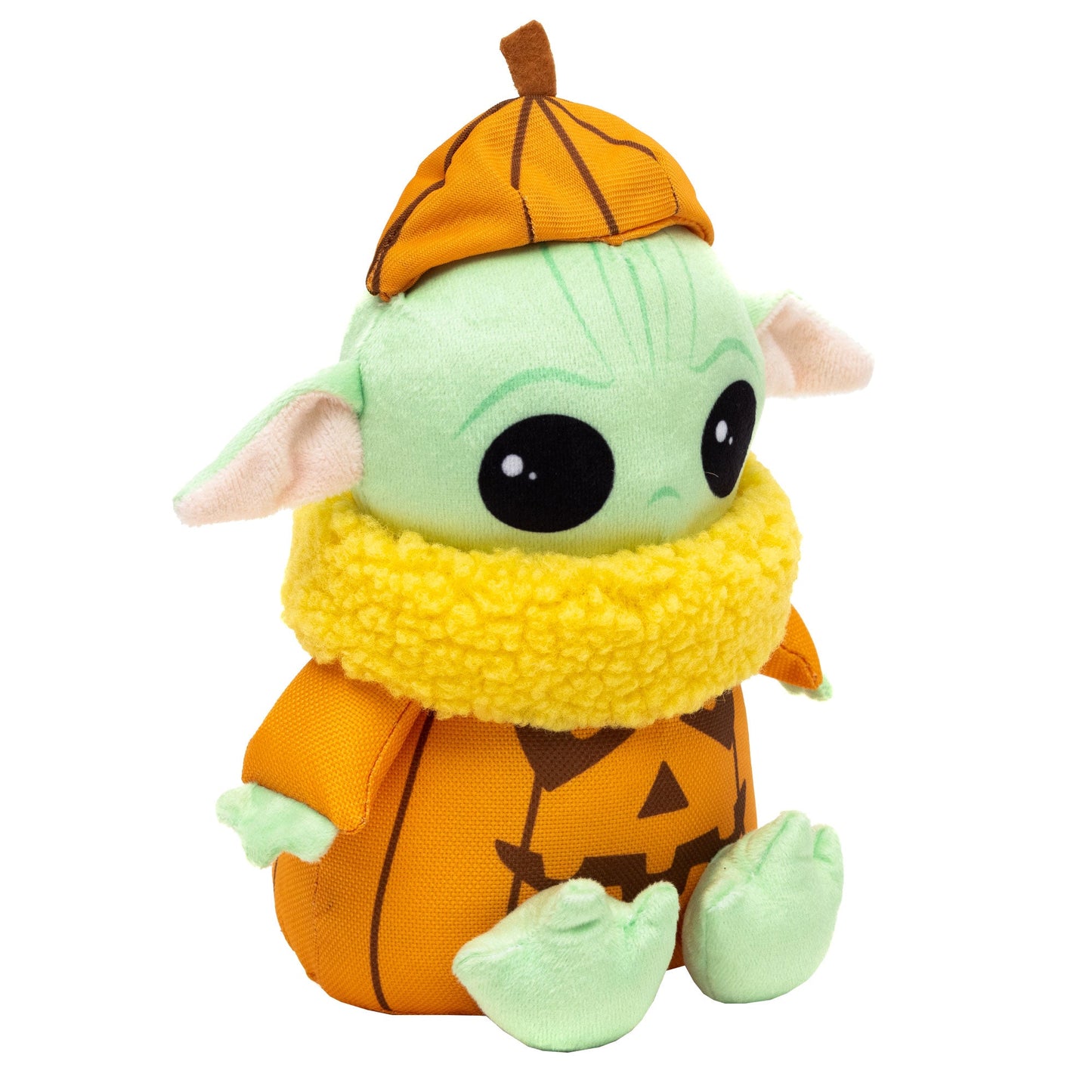 Dog Toy Squeaker Plush - Star Wars Halloween Grogu Pumpkin Sitting Pose