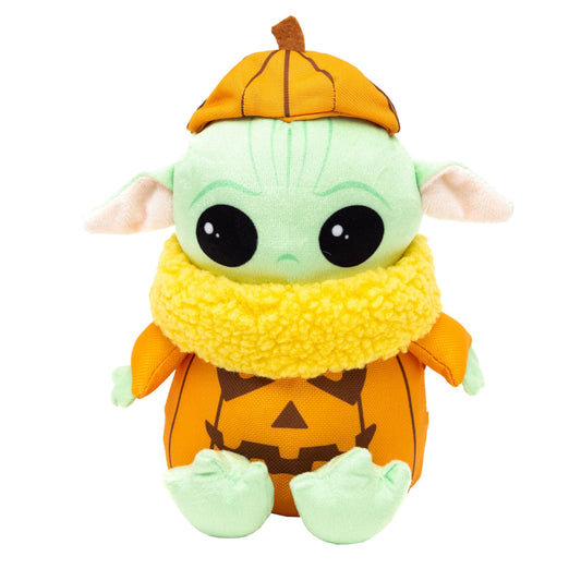 Dog Toy Squeaker Plush - Star Wars Halloween Grogu Pumpkin Sitting Pose