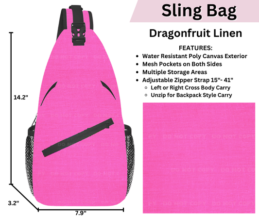 Preorder! Closes 3/12. ETA June. Dragonfruit Linen Sling Bag