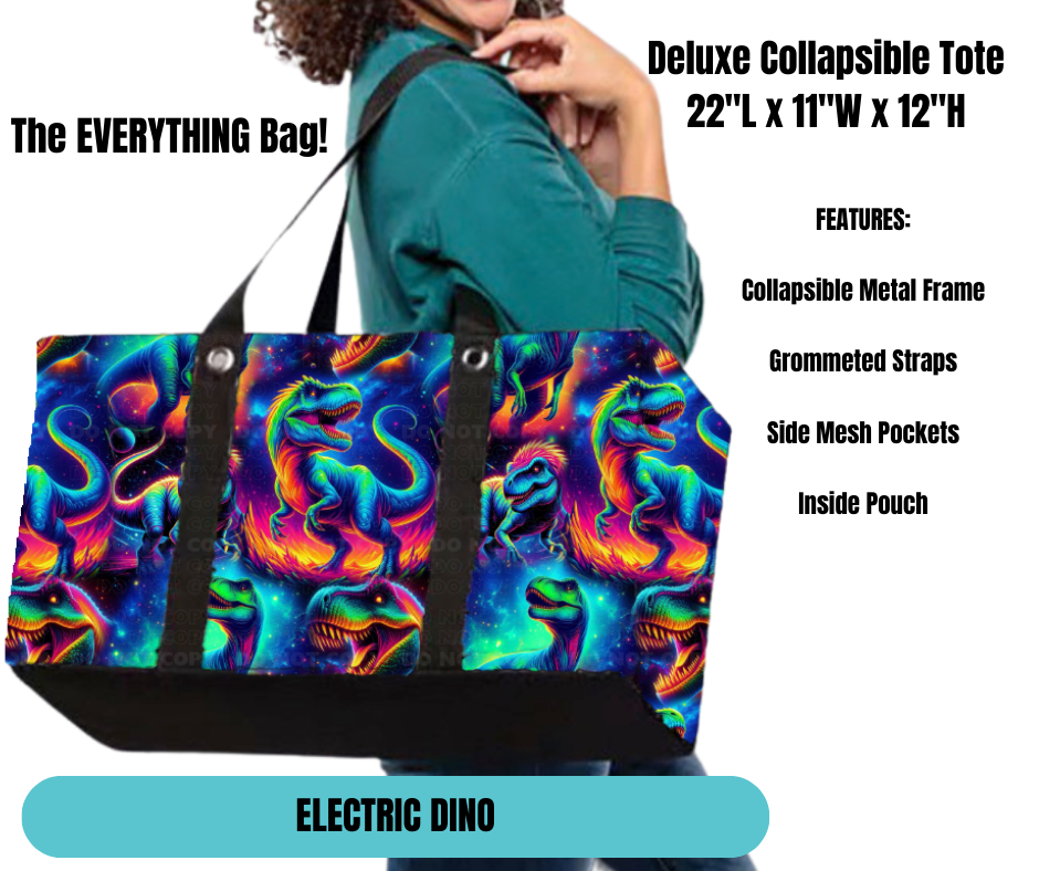 Preorder! Closes 11/18. ETA Feb. Electric Dino Collapsible Tote