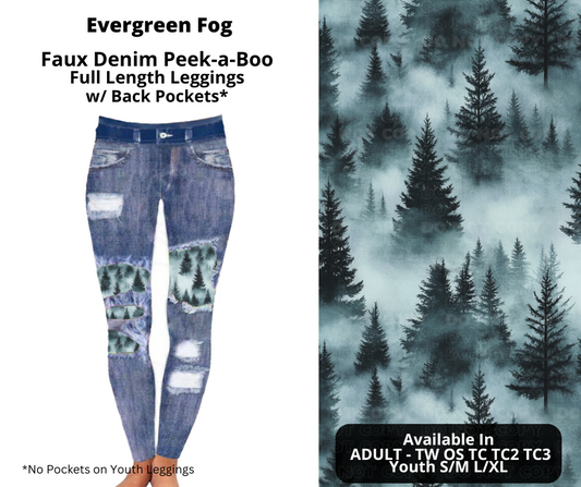 Preorder! Closes 10/28. ETA Dec. Evergreen Fog Faux Denim Peekaboo Full Length