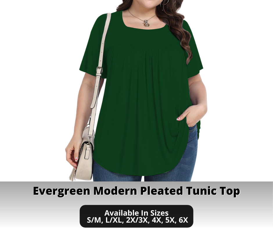 Preorder! Closes 10/30. ETA Jan. Evergreen Modern Pleated Tunic Top